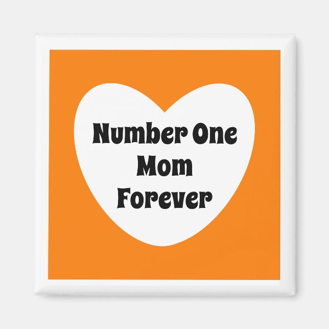 Number One Mum Cute Orange White Heart Magnet (Front)