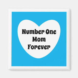 Number One Mum Cute Sky Blue White Heart Magnet