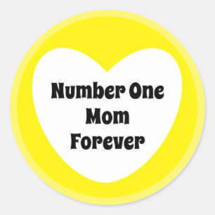 Number One Mum Cute Yellow White Heart Classic Round Sticker