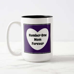 Number One Mum Dark Purple Modern White Heart Two- Two-Tone Coffee Mug