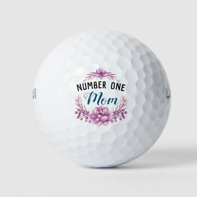 Number One Mum, Floral Wreath Golf Balls (Front)