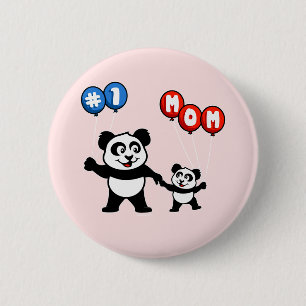 Number One Mum Panda Family 6 Cm Round Badge