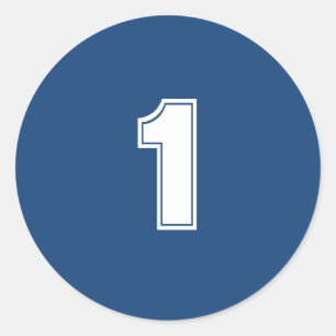 Number One planning supplies simple 1 navy white Classic Round Sticker