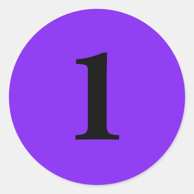 Number One planning supplies simple 1 purple black Classic Round Sticker (Front)