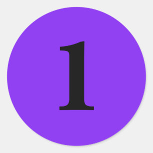 Number One planning supplies simple 1 purple black Classic Round Sticker