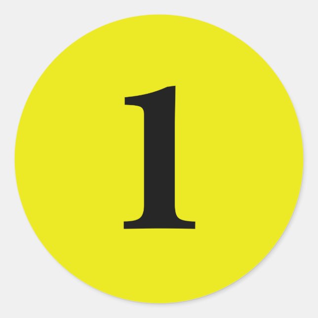 Number One planning supplies simple 1 yellow black Classic Round Sticker (Front)