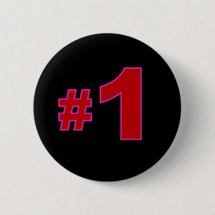 Number One Red 6 Cm Round Badge