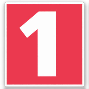 Number One Red and White Sticker