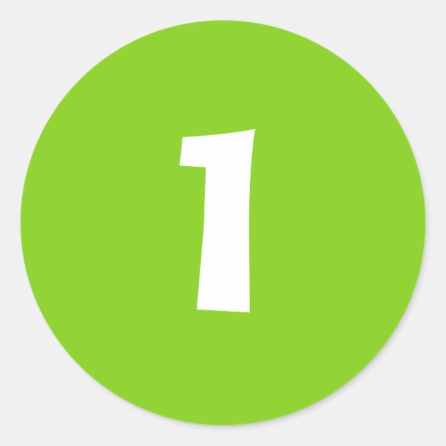 Number One Small Round Green Stickers by Janz (Front)