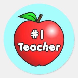Number One Teacher Apple Classic Round Sticker