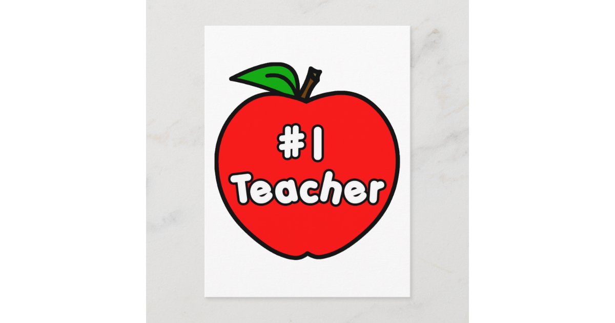 number-one-teacher-apple-postcard-zazzle