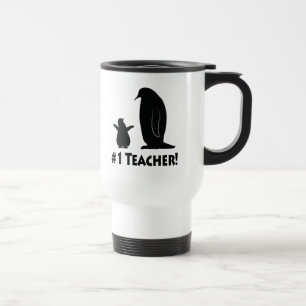 Number One Teacher: Penguin and Chick Travel Mug