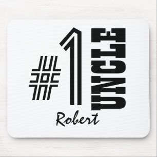 Number One UNCLE Black and White Modern Gift Mouse Mat