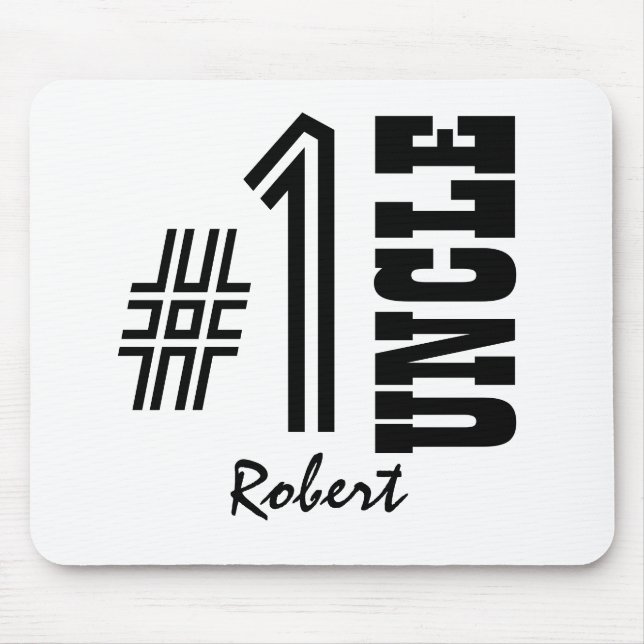 Number One UNCLE Black and White Modern Gift Mouse Mat (Front)