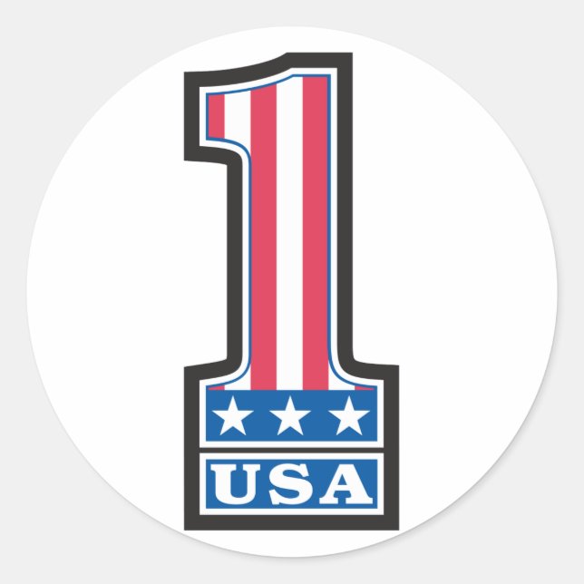 Number One USA Classic Round Sticker (Front)