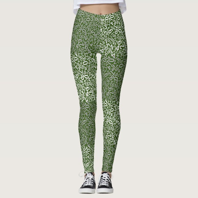 Number pattern 01 b DGreen BG Leggings (Front)