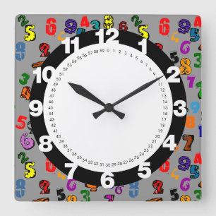 Number Pattern Square Wall Clock