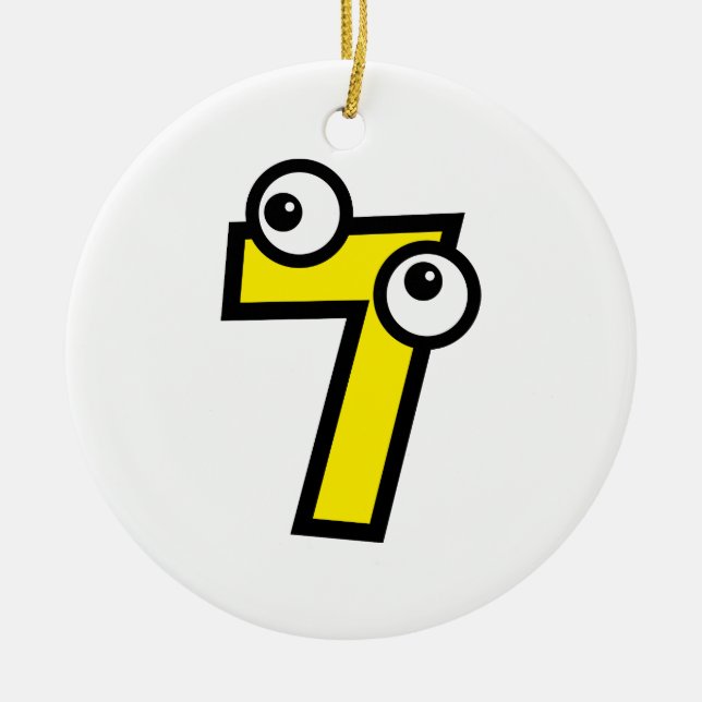 Number Seven Ceramic Tree Decoration (Front)