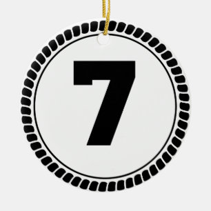 Number Seven Circle Ceramic Tree Decoration