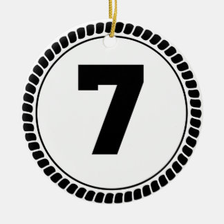 Number Seven Circle Ceramic Tree Decoration