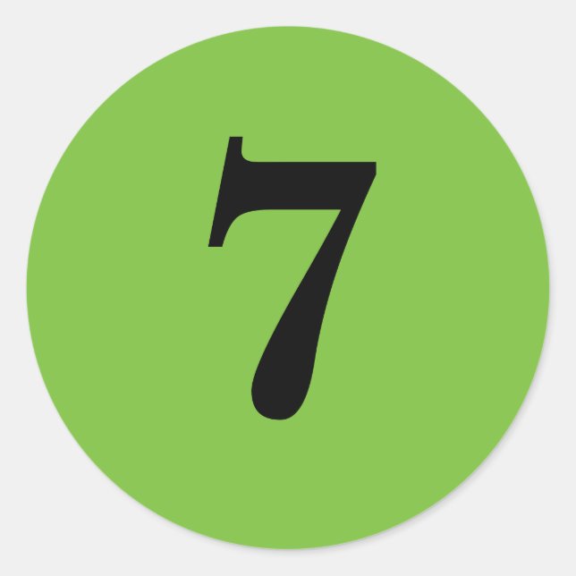 Number Seven planning simple 7 green black Classic Round Sticker (Front)
