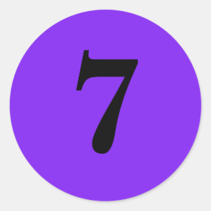 Number Seven planning simple 7 purple black Classic Round Sticker