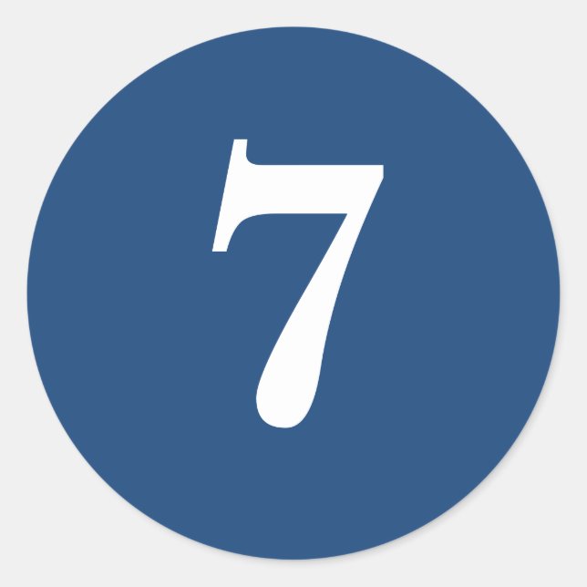 Number Seven planning supplies simple 7 navy white Classic Round Sticker (Front)