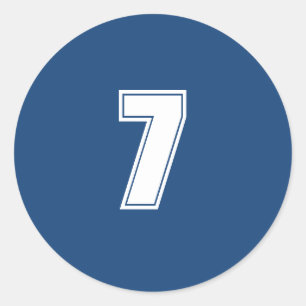 Number Seven planning supplies simple 7 navy white Classic Round Sticker