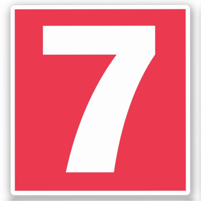 Number Seven Red and White Sticker (Front)