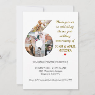 Number Six Custom Photo Wedding Anniversary Invitation