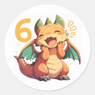 Number Six Happy Dragon Anime Classic Round Sticker