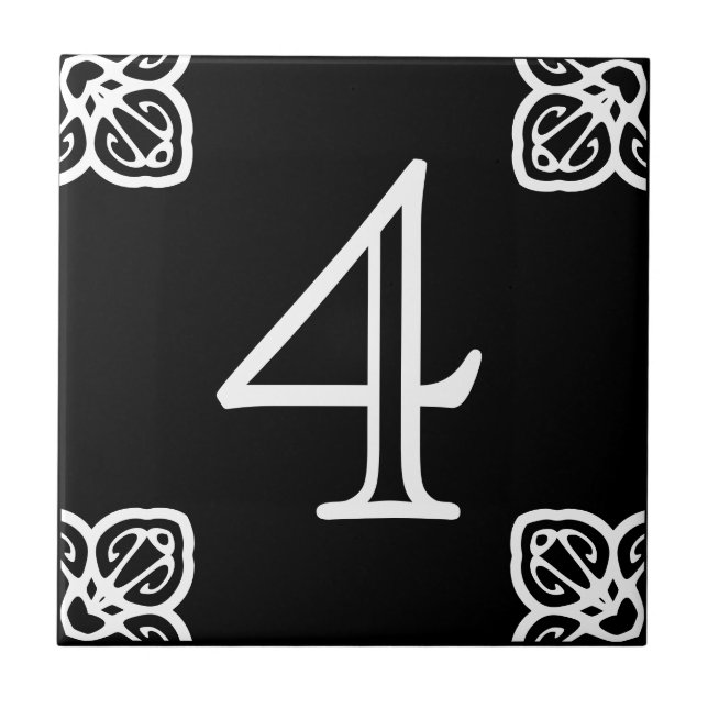 Number - Spanish White on Black Tile (Front)