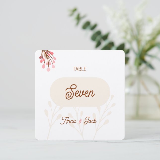 Number table beige and rose wild flowers (Standing Front)