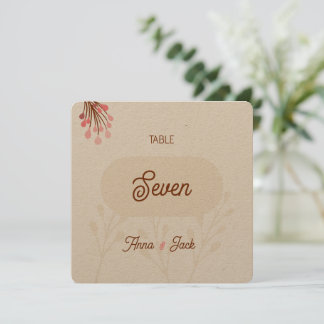 Number table beige and rose wild flowers