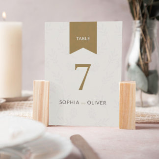 Number table wedding golden olive branches
