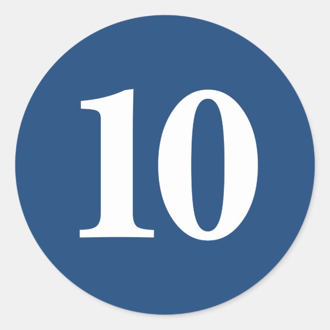 Number Ten planning supplies simple 10 navy white Classic Round Sticker (Front)