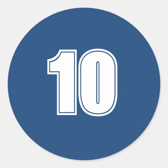 Number Ten planning supplies simple 10 navy white Classic Round Sticker (Front)