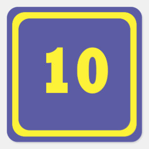 number ten square sticker