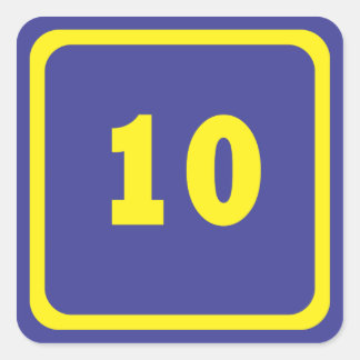 number ten square sticker