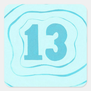 Number thirteen, 13, blue ripples stickers