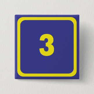 number three 15 cm square badge