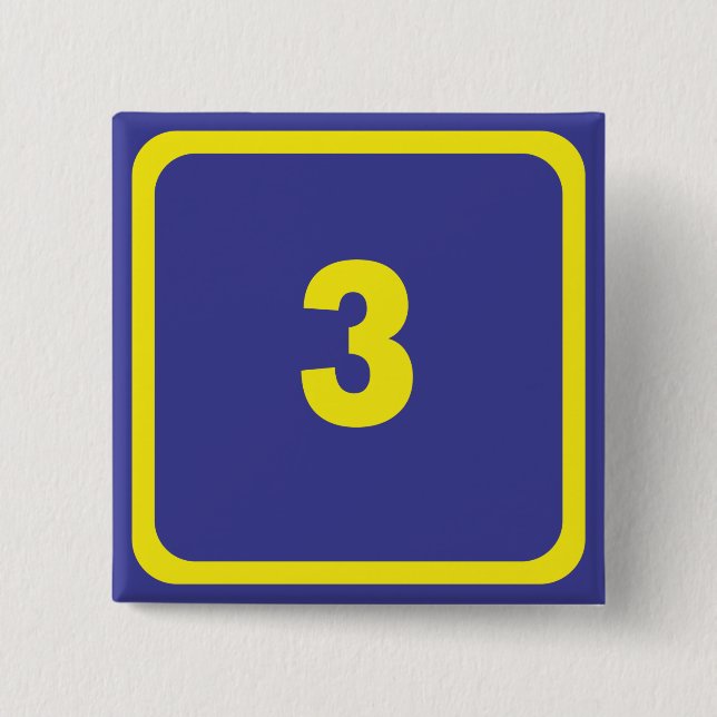 number three 15 cm square badge (Front)