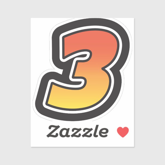 Number Three 3 Gradient Yellow Orange 3 Stroke (Sheet)