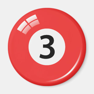 Number three billiard ball fridge magnet