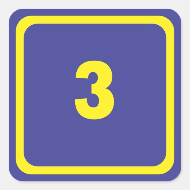 number three square sticker (Front)