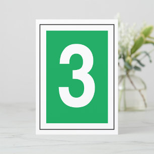 Number Three White And Green Invitation