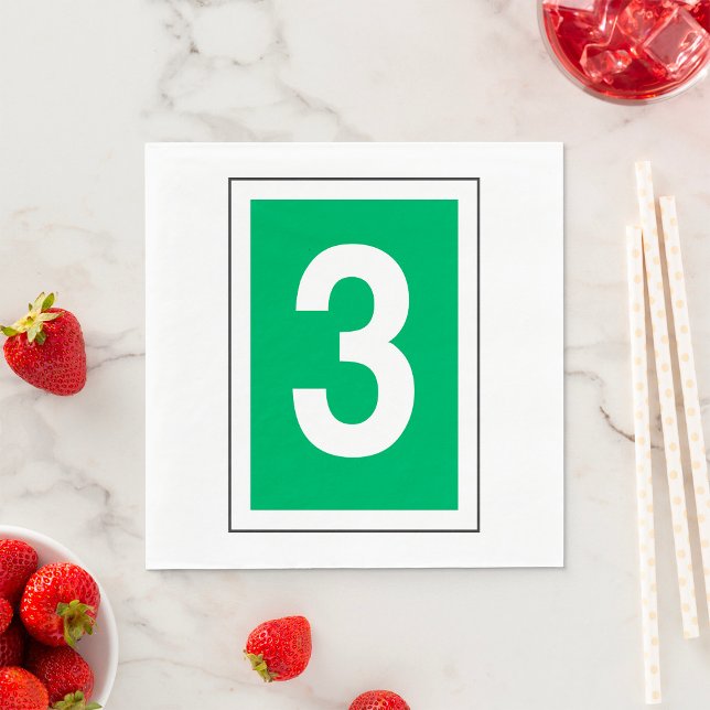 Number Three White And Green Napkins (Creator Uploaded)