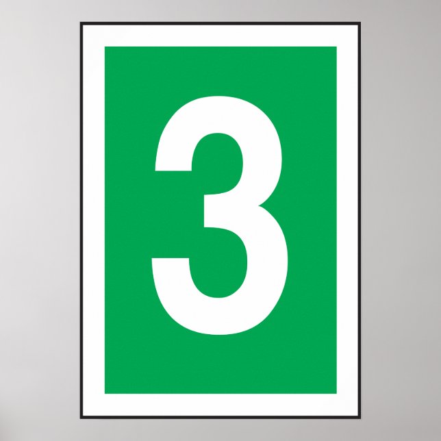 Number Three White And Green Poster (Front)