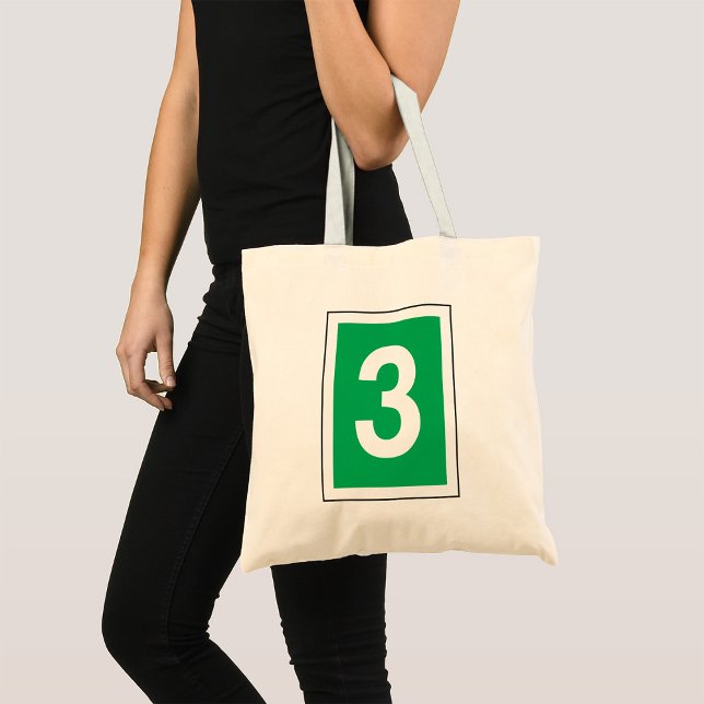 Number Three White And Green Tote Bag (Creator Uploaded)