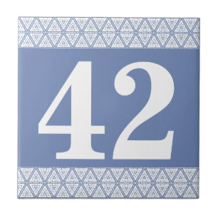 Number Tile geometric border blue and white